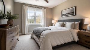 a bedroom with a large bed and a window at Kinze Apartment in Twistringen