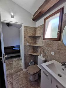 a bathroom with a toilet and a sink at Domaine de Gaillac in Sauclières
