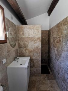 a bathroom with a sink and a shower at Domaine de Gaillac in Sauclières