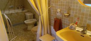 a bathroom with a yellow sink and a toilet at Domaine de Béchegut in Marval