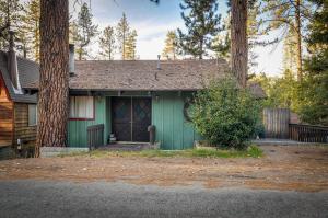 a green house with a tree in front of it at Bear's Den in Idyllwild +10 photos