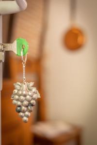 a bunch of grapes hanging from a door handle at L'instant Beaun'heur in Merceuil