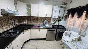 a small kitchen with a sink and a dishwasher at Immobilier Kimo in Tunis