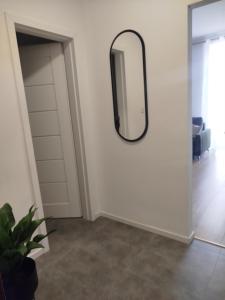 a mirror hanging on a wall next to a door at Apartmán VERDE in Suchá Hora +4 photos
