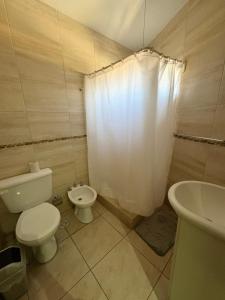 a bathroom with a white toilet and a sink at ALOJAMIENTO NORTE 1 in Santiago del Estero