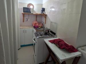 a small kitchen with a stove and a sink at ponta gato residence in Tarrafal +10 photos