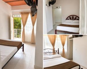 a hotel room with two beds and a window at Finca Campestre el Paraíso Resort Hotel en Mesitas in El Colegio