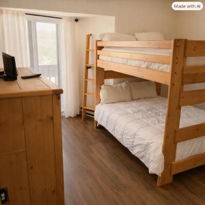a bedroom with two bunk beds and a desk at Silverado II in Winter Park +30 photos