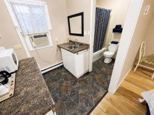 a bathroom with a sink and a toilet at Overlander Motel in Chase +46 photos