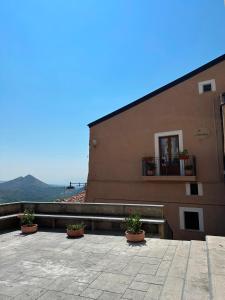 a building with potted plants in front of it at B&B La Casa Nel Borgo in Morano Calabro