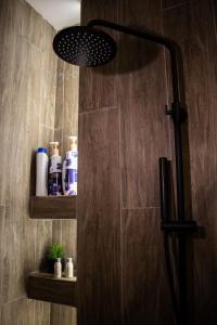 a bathroom with a shower stall with a shower at Kalma Apartment Xanthi Center in Xanthi