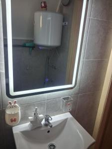 a bathroom with a sink and a large mirror at Lajlas home in Orašac +8 photos