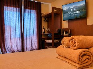 a hotel room with a bed with a television at B&B Belvedere in Colico
