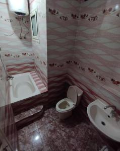 a bathroom with a tub and a toilet and a sink at Couple's Cove in Luxor