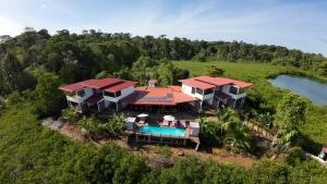 an aerial view of a house with a swimming pool at Villa F&B 2 in Solarte