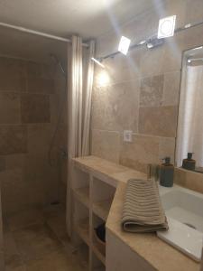 a bathroom with a sink and a tub and a shower at Le mas des escans in Le Beausset +44 photos