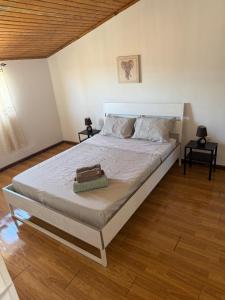 a large bed in a room with a wooden floor at Casa de Ferias no Gerês in Ferral +28 photos