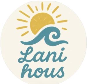 a logo for a beach resort with the sun and a wave at Lanni House in Huanchaco