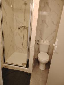 a bathroom with a toilet and a shower at studio neuf in Beaumont-sur-Oise