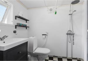 a bathroom with a toilet and a sink and a shower at Shared room in a quiet area in Kallinge +7 photos