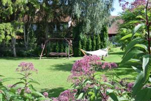 a garden with a swing set in the yard at Agroturystyka u Ani in Worpławki