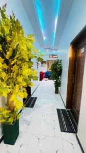 a hallway with potted plants in a room at Residence ADN Walo in Richard Toll
