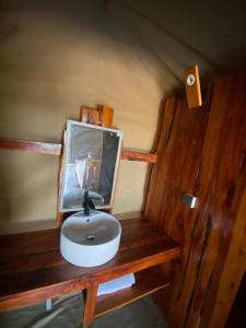 a bathroom with a sink and a mirror at Oloibormut in Sekenani