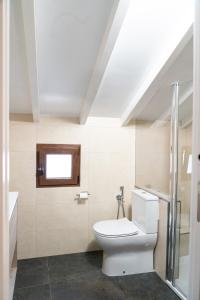 a bathroom with a toilet and a window at Casa Loma Manolo in Molinaseca +34 photos
