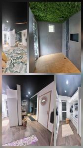 a collage of photos of a house with a room at Uvini's Mahina Lodge in Mahina +1 photo