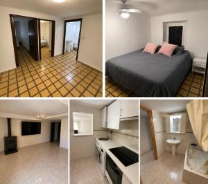 a collage of four pictures of a room with a bed at Los Marianos 