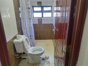 a bathroom with a toilet and a window at Gee homestay Kakamega in Kakamega