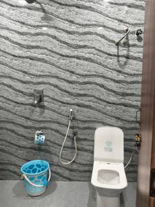 a bathroom with a toilet and a wall at HoTEL MADHAVI PRIME in Guntūr +20 photos