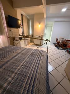 a bedroom with a bed and a tv in a room at KITNETS Kretzer Hinckel 2 - CENTRO in Alfredo Wagner
