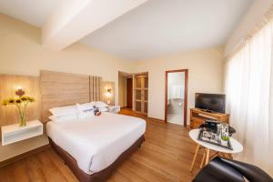 a hotel room with a large bed and a television at Hotel Faranda Express Soloy and Casino, a member of Radisson Individuals in Panama City +102 photos