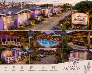 a collage of photos of a resort at cabañas Antonella in El Quisco