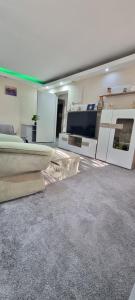 a living room with a bed and a couch at MAXX Lake Apart in Bacău +76 photos
