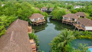 an aerial view of a resort with a river at Good Time Relax Resort in Kampot