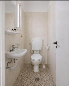 a bathroom with a toilet and a sink at Araliki Apartments & Studios in Loutra Edipsou +42 photos