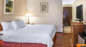 a hotel room with a large bed and a television at Quality Inn & Suites Okanogan - Omak in Okanogan
