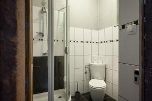 a bathroom with a toilet and a shower at Appartement Cadichon in Munster +22 photos