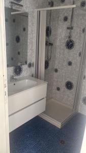 a bathroom with a shower and a sink at Stellarium House in Vibo Valentia
