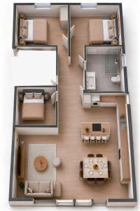 a rendering of a floor plan of a house at Sunlit Loft Apartment in Valby with Parking for 8 in Copenhagen