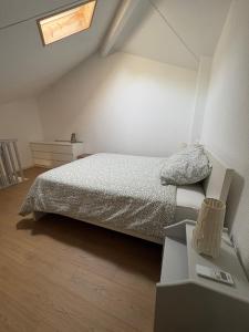 a bedroom with a bed in a attic at Appartement porteteni in Vieux-Boucau-les-Bains