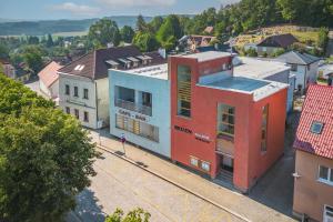 an overhead view of a building in a city at Penzion Brixen in Lipnice nad Sázavou