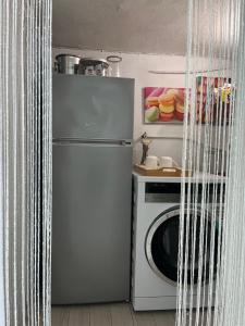a kitchen with a refrigerator and a washing machine at Il cielo in una stanza in Itri