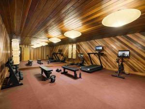 an overhead view of a gym with exercise equipment at Wandering Buffalo in Bozeman
