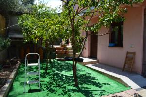 a garden with a green lawn and a tree at il nido in Capoterra
