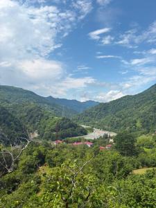 a view of a valley with a river and mountains at Eco house luma in K'eda