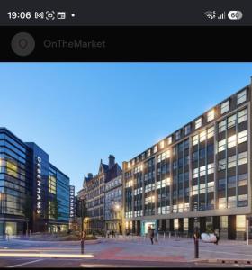 a rendering of an office building at night at Broadway residence G01 in Bradford