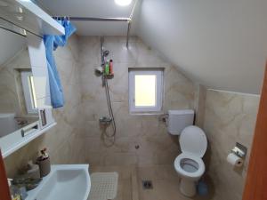 a small bathroom with a toilet and a sink at Apartmani KOSMOS in Rudnik +42 photos